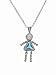 Sterling Silver Girl March Birthstone Necklace with Rolo Chain
