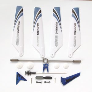 Full Set Replacement Parts for Syma S107 RC Helicopter, Main Blades, Main Shaft,Tail Decorations, Tail Props, Balance Bar, Gear Set,Connect Buckle-Blue Set-