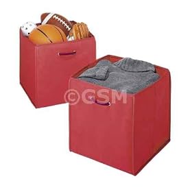 <b>14" COLLAPSIBLE STORAGE CUBES -SET OF 2- RED</b>