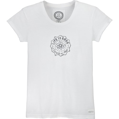 Life is Good Women’s LW Fitted Crusher Daisy Tee (Cloud White, X-Large)