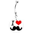 Stainless Steel I Heart Mustache Belly Ring