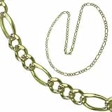14K Yellow Gold, White Pave Figaro Chain