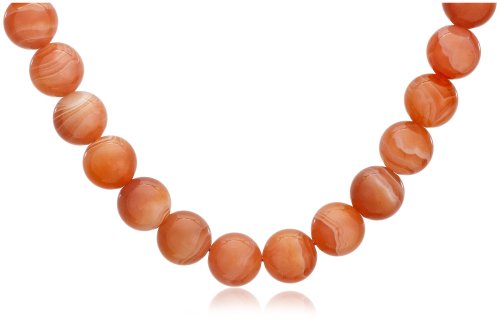 10mm Round Orange Agate Beaded Necklace, 16