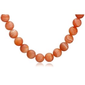 10mm Round Orange Agate Beaded Necklace, 16 by Amazon.com Collection