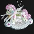 Pack of 8 "Baby's 1st Christmas" Rocking Horse Hand Blown Glass Ornaments