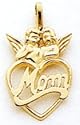 14kt Mom Heart Charm w / Angels - M290A