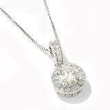 14K White or Yellow Gold 6mm Moissanite & Diamond Pendant w/ Chain
