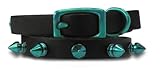 Platinum Pets Genuine LC10INTLSPK Leather Cat/Puppy Collar with Spikes, Caribbean Teal