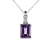 Amethyst and Diamond Pendant Necklace in 14K White Gold with Chain