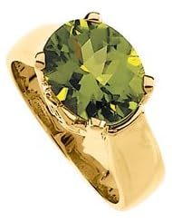 Ann Harrington Jewelry 14k Yellow Gold .03 Ct Tw Diamond And 11x9 mm Oval Cut Genuine Peridot Ring