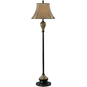 Kenroy Home Bermuda Floor Lamp with 18 inch Gold Print shade