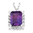 14K White Gold Amethyst and Diamond Pendant