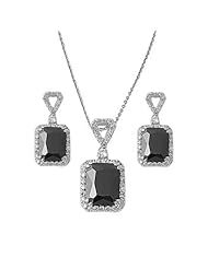 925 Sterling Silver Sets With Cubic Zirconia - Stone: Black , Clear CZ