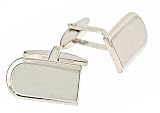 Unusual rhodium plated cufflinks with part polished and part brushed finish with presentation box