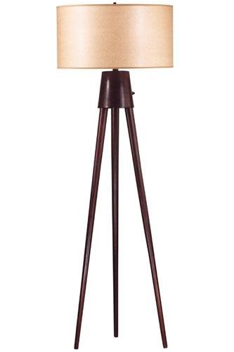 Tripod Floor Lamp Cream Fabric Brown