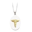 14K Two Tone Gold ''Medical ID'' Pendant with Chain