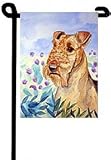 Airedale - Among the Flowers - 2 Ply Garden Flag 11x15 - 2 Sided By Lyn Hamer Cook