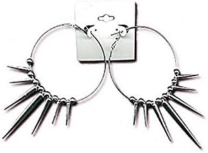 Silver Spiked Hoop Pierced Earrings