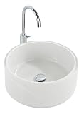 Wenko 18918100 Waschbecken Tropic White - mit Pop-Up Abfluss, Polyresin, &Oslash; 43 x 16 cm, wei&szlig;
