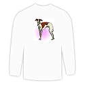 Long Sleeve T-shirt with standing, spots, dog, greyhound, pet Large White