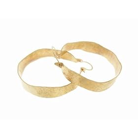 Large Brass Hammered Hoops by Renee Garvey