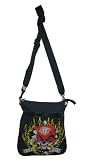 Marseille Blue Small Crossbody Bag with Skull Retro Print -- SwankySwans