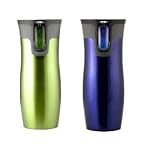 Double Wall Vacuum Insulated Travel Mugs (Contigo 2 Pack Blue and Green)