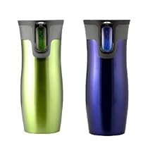 Double Wall Vacuum Insulated Travel Mugs (Contigo 2 Pack Blue/Indigo and Green)