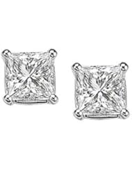 0.65 Carat (ctw) 14K White Gold Princess Cut Diamond Ladies Earrings
