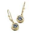 14K Yellow Gold Genuine Aquamarine Solitaire Dangle Earrings