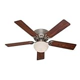 Hunter 20801 Low Profile lll Plus 52-Inch Ceiling Fan with 5-Cherry/Walnut Blades, Antique Pewter