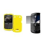 EMPIRE Yellow Rubberized Hard Case Cover + Screen Protector for BlackBerry  ....