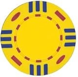 Real Clay 12 Striped Tri Color Poker Chips, 25 14 gram Yellow Poker Chips