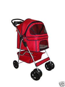 Classic Red 4 Wheel Pet Stroller