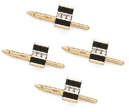 14K Gold, Onyx and Diamond Tuxedo Shirt Stud Set