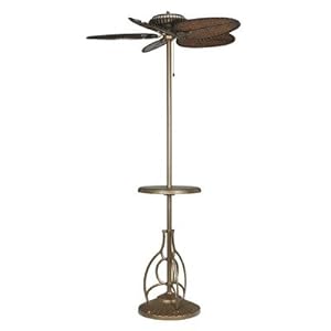 Torrento Floor Fan in Aged Bronze with Table Accessory and Bamboo Blades in Antique Torrento Floor Fan in Aged Bronze with Table Accessory and Bamboo Blades in Antique