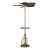 Torrento Floor Fan in Aged Bronze with Table Accessory and Bamboo Blades in Antique Finish: Aged Copper