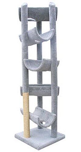 Alleyway Cat Gym – 86 inches : Optional Sisal 2 FEET OF SISAL : Parts & Base Color BURGUNDY : Poles Color BURGUNDY