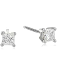 IGI Certified Platinum Princess Stud Earrings(1/2 Ctw, F Color, Vs2 Clarity)