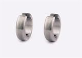 Medium Curved Hinged Hoops in Brush-Finish Stainless Steel