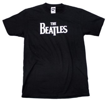The Beatles Logo Adult / Guys T-shirt in Black, Size: Large, Color: Black