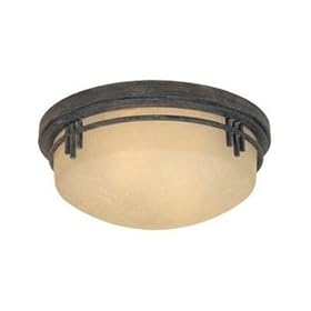  Designers Fountain 82121-WM 2-Light Flush Mount, Warm Mahogany Finish with Navajo Dust Glass