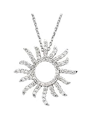 14K White Gold 3/8Cttw I1,Gh 16" Diamond Sunburst Necklace