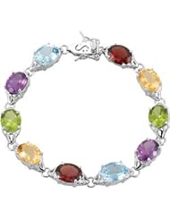 Sterling Silver Multi Gemstone Bracelet by US Gems