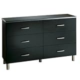 Contemporary Style Black Onyx/Charcoal Finish Double dresser