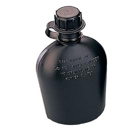 Genuine G. I. 3 Piece 1 Quart Black Plastic Canteen