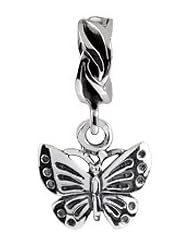 SilveRado(tm) MS624 Sterling Silver Dangle Butterfly Bead / Charm