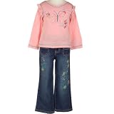 Toddler Little Girl POWDER PINK BUTTERFLY 2pc Pant Set Outfit FLAPDOODLES 2T-6X