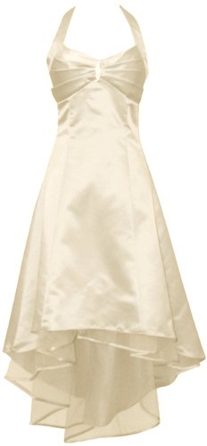 Satin Halter Dress Tulle Mini Train Prom Bridesmaid Holiday Formal Gown – 2X