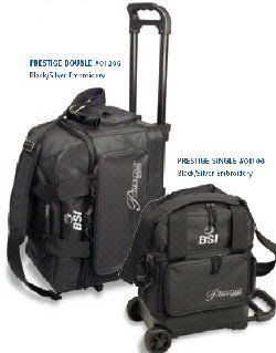 Childrens Toyshop  Sporting Goods : BSI Black 2 Ball Roller Bowling Bag Black/silver